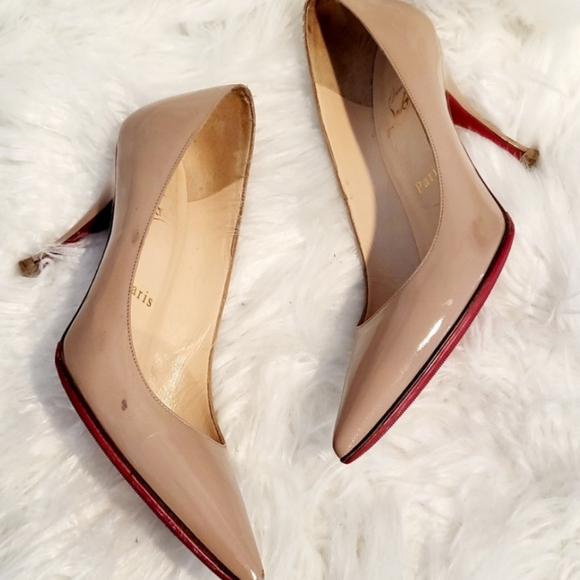 Christian Louboutin Nude Patent Pump Heels - Picture 2 of 14
